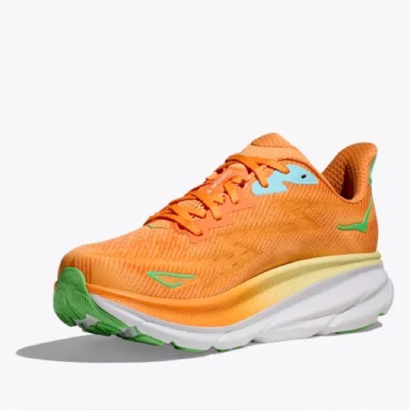 HOKA Clifton 9 Men’s Orange and Green Running Shoes Sneakers - Picture 4 of 13